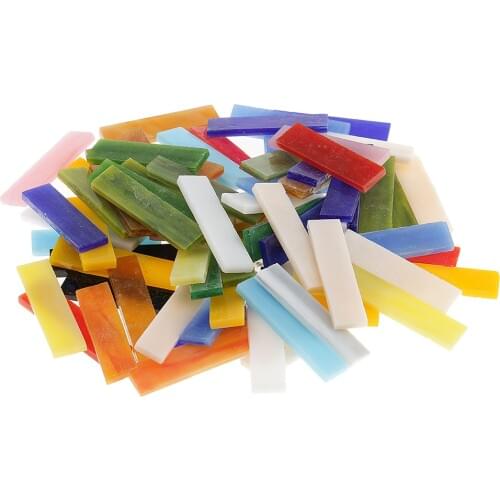 70 Pieces Rectangle Shape Assorted Colors Glass Pieces Mosaic Tiles Tessera for Arts DIY Craft 10x40mm