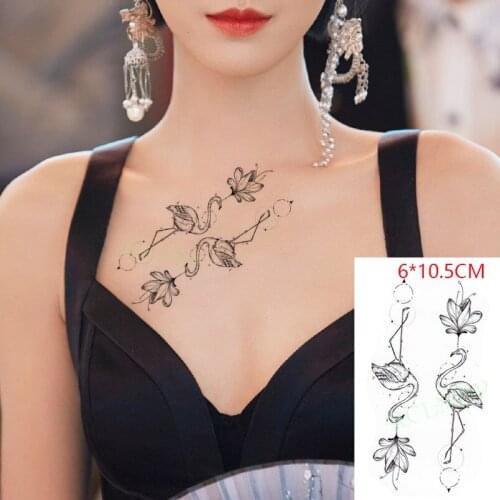Waterproof Temporary Tattoo Sticker ins Flowers swan butterfly sexy Body Art flash tatoo fake tatto for Women Men