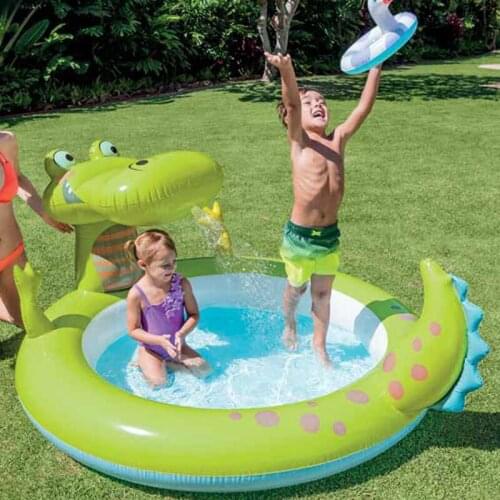 High Quality PVC Crocodile Fountain Baby Inflatable Pool Easy To Carry Children Swimming Pool Inflatable Bath with Air Pump