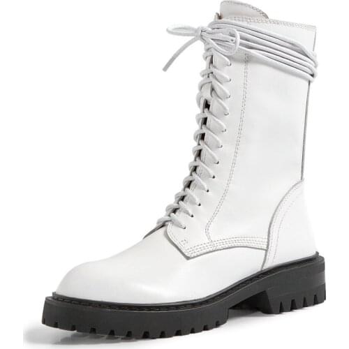 SKLFGXZY New autumn winter Genuine leather Women boots Martin boots Knight locomotive Female boots Women shoes Size 34-43