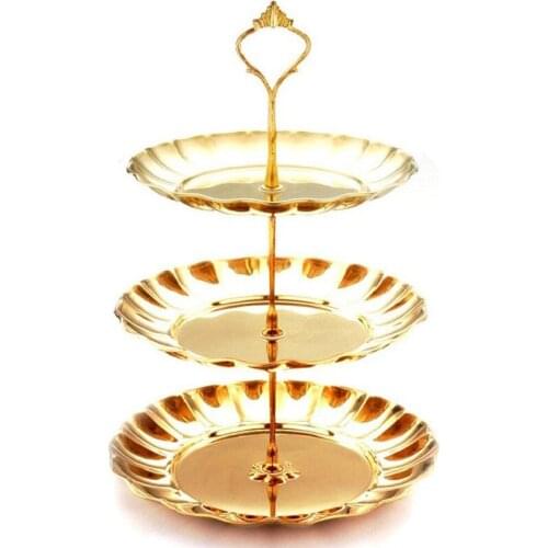 1 Pcs Stainless Steel Cake Stand 2 / 3 Tier Candy Fruits Cakes Desserts Plate Stands for Wedding Party Cakecups