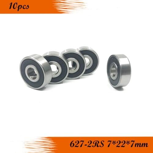 10pcs/Lot 627-2RS 627 RS 7x22x7mm ABEC-1 Rubber Sealed Ball Bearing Miniature Bearing Deep Groove Ball Bearing