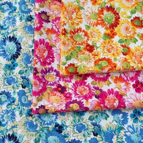 140cmx50cm Cotton Poplin Fabric for Cloth, Bedding, Patchwork - Flowers (80g)