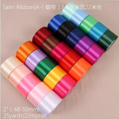 30 color 25 yards/roll 2'' 50mm single face Satin Ribbon Wedding Decoration Gift Christmas Ribbons