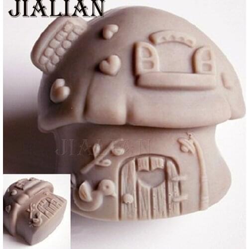 3D Mushroom Birdie house Fondant chocolate silicone mold for cake decorating tools Candle Moulds handmade soap mold T0938