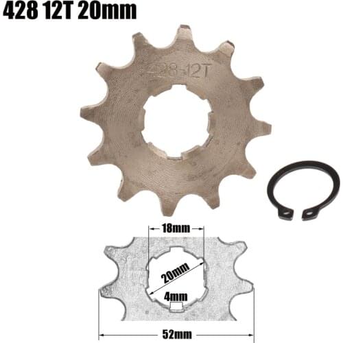 428 Chain 12T 20mm Front Engine Sprocket For 50cc to 125cc Dirt Bike ATV Go Kart Quad Pitbike Buggy Motorcycle