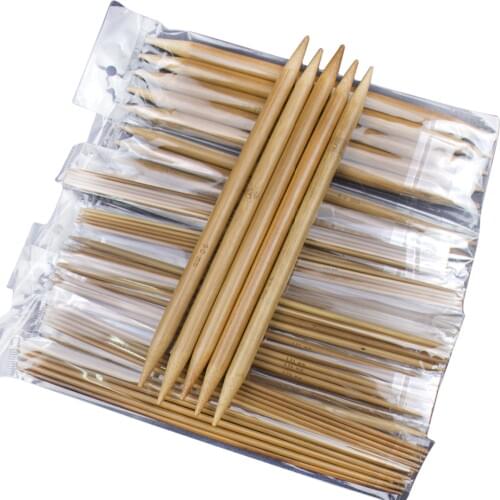 75pcs/set 15 Sizes 20cm Double Pointed Carbonized Bamboo Crochet Hooks Knit Weave Yarn Sweater Needles Craft Knitting Tools