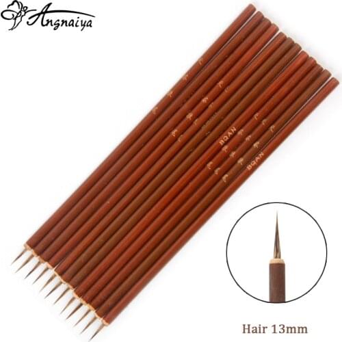 ANGNYA 10pcs/lot Small Brush Nail Tools Bamboo Handle Nail Art Painting Brushes 13mm Nail Liner Brush DIY Manicure Tools S078