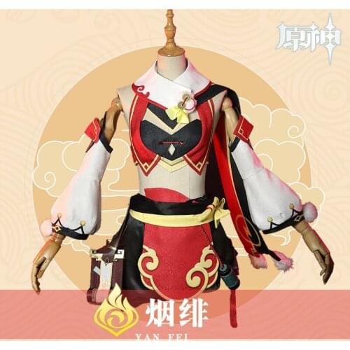 Anime Game Genshin Impact Yan Fei Cosplay Costume Tops Shawls Bags Belts Pants Daily Carnival Party Festival Uniform Brand New