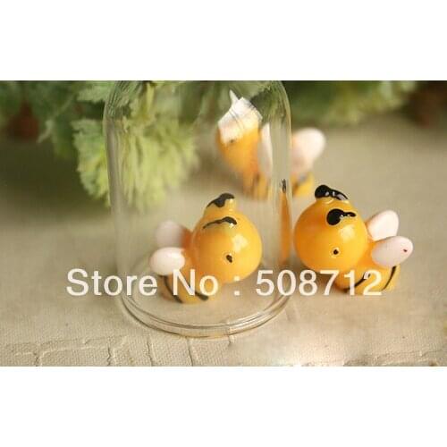 Free shippin!!! 50pcs/lot 15mm lovely yellow bee pendant Stuffing/ filler For Glass Cover Vials Pendant