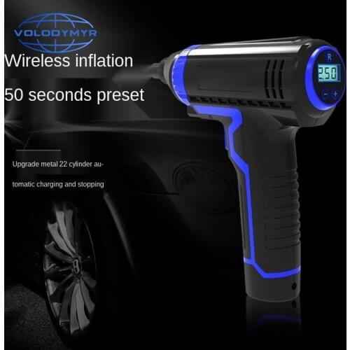 Cross-Border Handheld Intelligent Digital Display Charging Wireless Car Pump Air Compressor 12v. 2 Piston Portable for Car Tire