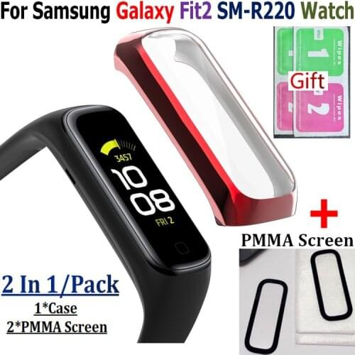 For Samsung Galaxy Fit2 SM-R220 Watch Cover Screen Protectors 3D PMMA Frame PC Shell for Samsung Galaxy Fit 2 Protective Case
