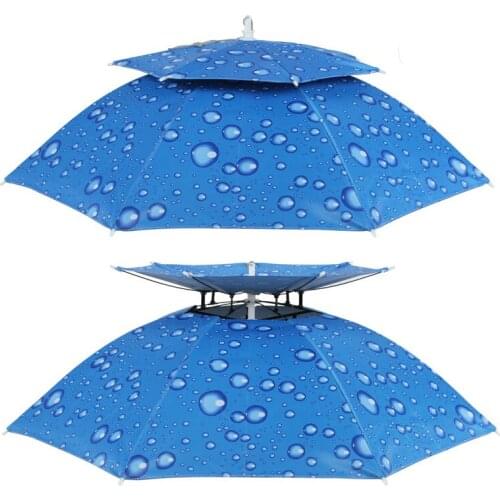 Double Layers Foldable Headwear Sun/Rain Umbrella Fishing HikingCamping Headwear Cap Outdoor Sport Umbrella Hat Cap