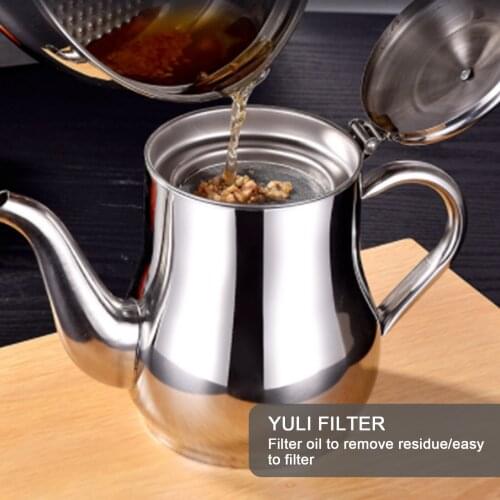 Stainless Steel Oil Can Kitchen Oil Filter Cup Household Filter Mesh Oil Tank Pot Leak Oil Leaking Storage Large Capacity