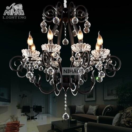 French Vintage Black Chandelier Crystal Light Fixture Black Lustre Crystal Hanging Chandelier Lighting MD88010 D750mm H730mm