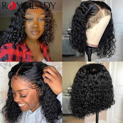 Short Bob Wigs 13x4 Lace Front Wigs Brazilian Water Wave Human Hair Bob Wigs for Black Women Pre Plucked Natural Hairline