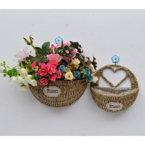 Heart-Shaped Flower Basket Window Living Room Wall Hanging Rattan Flower Basket Creative Willow E-Woven Flower Pot Rattan Basket