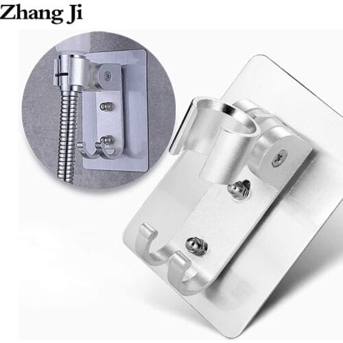 ZhangJi No drill traceless Shower bracket Adjustable Self-adhesive showerhead Holder hook Rustproof Aluminum Bathroom Accessory