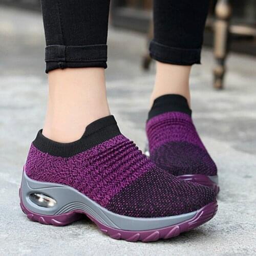 Women Sneakers Fashion Breathable Mesh Casual Shoes Platform Sneakers Men Platform Slip-On Sneakers Walking Running Shoes