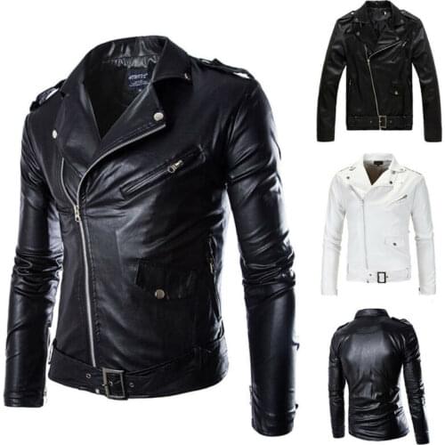 Mens Punk PU Leather Coat Slim Fit Biker Motorcycle Jacket Bomber Zipper Outwear