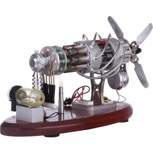 Custom 16-Cylinder Swash Plate Stirling Engine Generator Model With Voltage Digital Display Meter And LED For Children Kid Toys