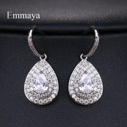 Emmaya Fashion Female Crystal Teardrop Earrings Boho Wedding Jewelry AAA Zircon Stone Long Dangle Earrings