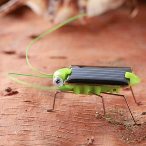 Creative Fun Solar Power Robot Insect Locust Grasshopper Kids Toddler Early Education Cognition Toys Gift