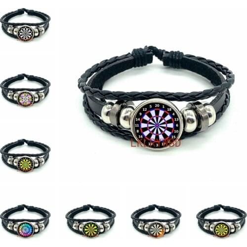 New Darts Target Leather Bracelet, Hand-woven Leather Bracelet, Friendship Accessories Gift