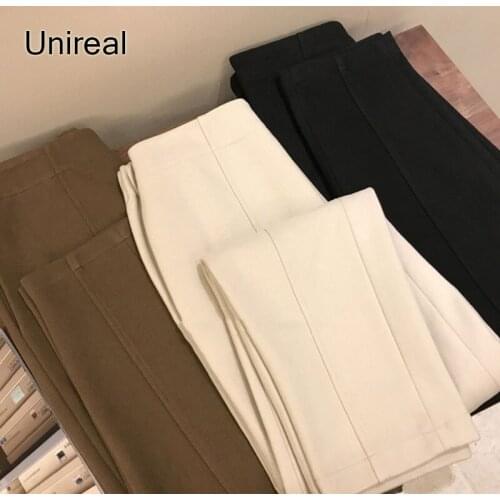 Unireal 2021 Autumn Winter Thick Wool Pants High Waist Women Harem Pants Casual Trousers Female Woolen Pants