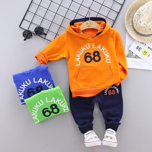 0-5 years old baby boy clothes cotton suit letter printing hooded sweater baby clothes baby boy casual two-piece suit