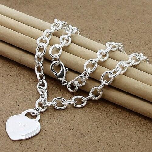 Romantic Jewelry Chain Necklace 925 Silver Love Heart Pendant Necklaces For Women Men Wedding Party Gifts