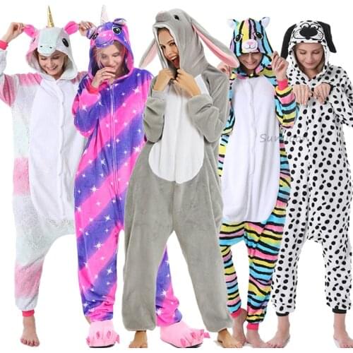 Adults Animal Unicorn Pajamas Winter Sleepwear Kigurumi Licorne Panda unicornio Pyjamas Women Onesie Anime Costumes Jumpsuit