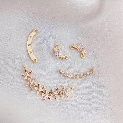 Gold-plated copper double pendant necklace accessories Micro-inlaid zircon jewelry material diy pendant