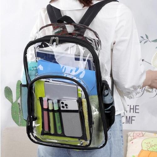 New PVC Waterproof Transparent School Bag See Through Backpacks Fashion Large Capacity Travel Backpack Boys Girls Clear Backpack