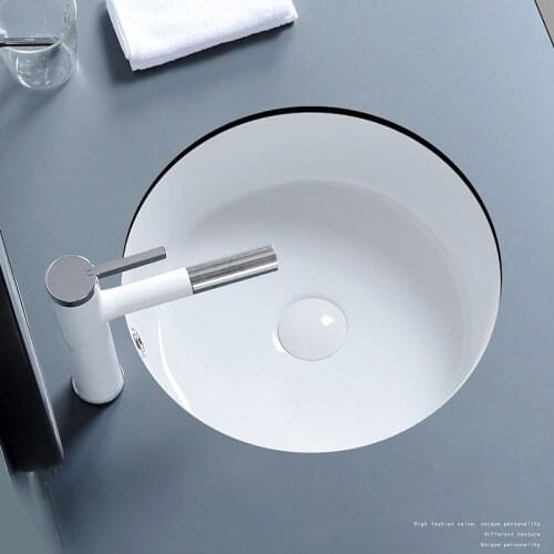 Bathroom Sink Single Vanity Uder counter sinks Household White Ceramic Wash Basin Bathroom Accessories Set 390*390*165MM