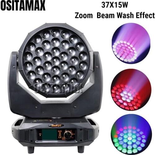 RGBW 37x15w RGBW Zoom Wash Beam Moving Head Light 4in1 DJ Equipment DMX Control Ring Stage Effect Moving Hed Lighting