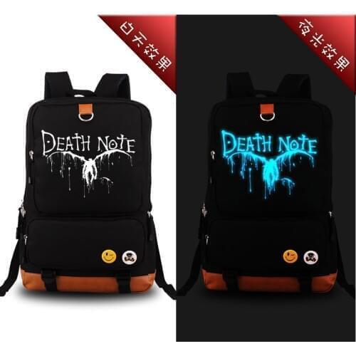 Anime Cartoon Death Note LOGO Luminous Design Travel Men Canvas Small Backpacks Women Travel Kids Fashion Students School Bags