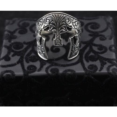 Handmade Helmet Head Silver Man Ring, Helmet Silver Men Ring, Helmet 925 Sterling Silver Ring