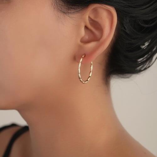 Bamboo Segment Open Circle Hoop Earrings For Women Girls Big Pin Dangle Earring Boho Party Birthday Jewelry Gift