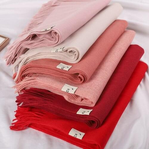 2021 Winter Scarf Solid Thicker Women Wool Cashmere Scarves Neck Head Warm Pashmina Lady Shawls And Wraps Bandana Tassel