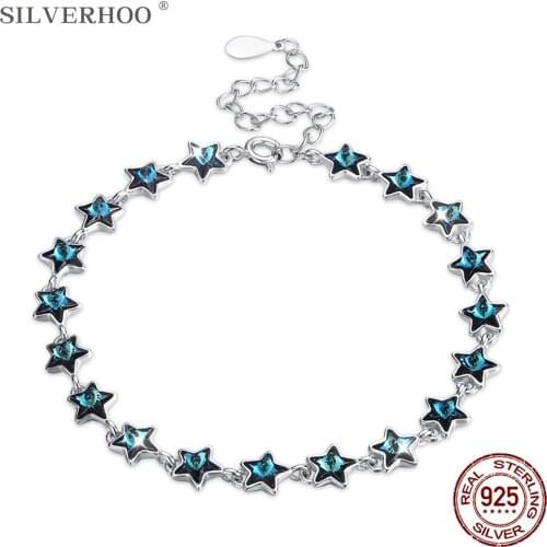 SILVERHOO S925 Sterling Silver Adjustable Bracelet Babysbreath Crystal Bracelet Chain Women Anniversarys Day Gift New Arrival