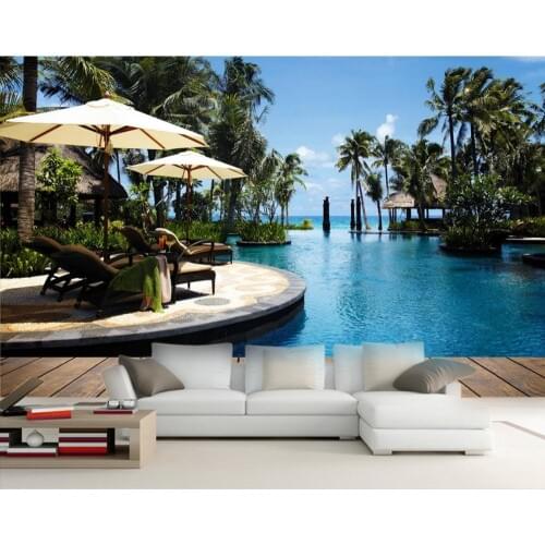 Modern fashion Deluxe outdoor pool 3d wallpaper Eurpean minimalist bedroom living room TV backdrop Home Decoration