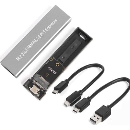 USB Type C SSD External Enclosure M.2 NVME PCIE SATA M/B Key Mobile Case Hard Drive Disk for PC Laptop Computer