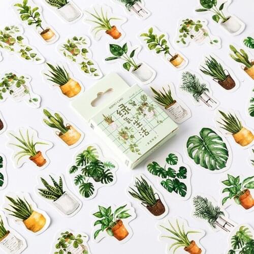 1 Box Green Plant Kawaii Cactus Stationery Sticker Decoracion Adhesive Sticker for Kid DIY Scrapbooking Diary Albums Supplies