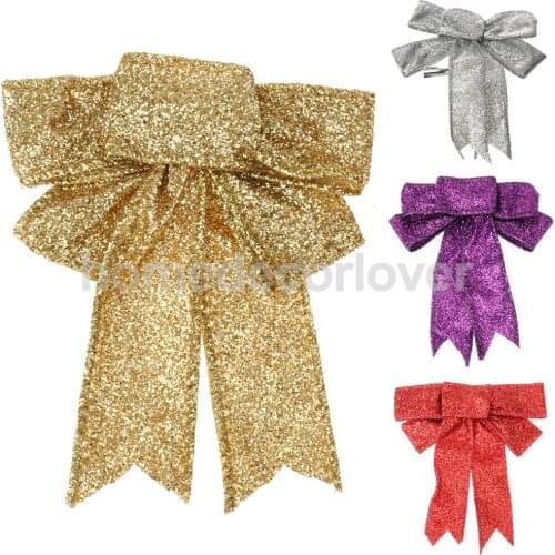 1pcs 13cm Large Sparkling Glitter Ribbon Bow Decoration Christmas Tree Decoration Christmas Hanging Ornament