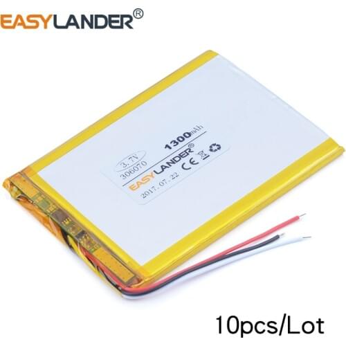 10pcs/Lot 306070 3.7V 1300mAh Rechargeable Li-Polymer Battery For E-book Innos Yi Luo D6000 i6 i6c machine built-in battery MP5