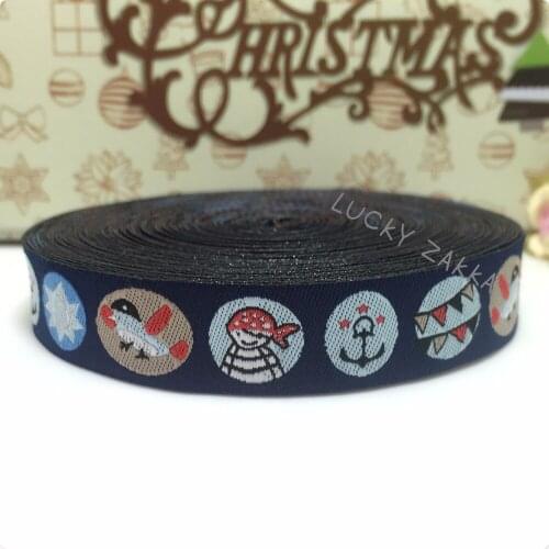 2015 NEW wholesale 5/8 '(16 mmx10yards) Polyester Woven Jacquard Ribbon sailor pirates Sea anchor