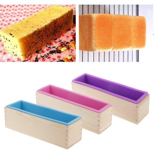 3pcs Flexible Rectangular Soap Silicone Loaf Mold Wood Box for 900g/1200g Soap Making Supplies