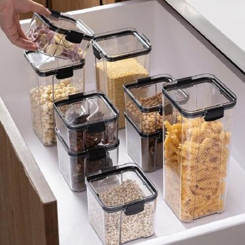 4 Different Capacity Plastic Sealed Cans Kitchen Storage Box Transparent Food Canister Keep Fresh New Clear Container