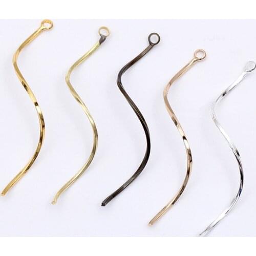 50 PCS 1*50mm Metal Copper Wave Pendants 7 Colors Plated Curvy Long Pendant Charm DIY Earrings Accessories